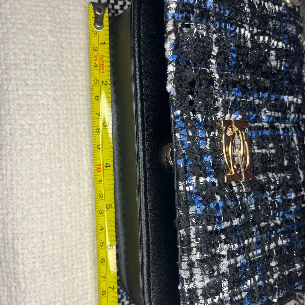 bebe Black and Blue Tweed Shoulder Bag - Picture 6 of 8